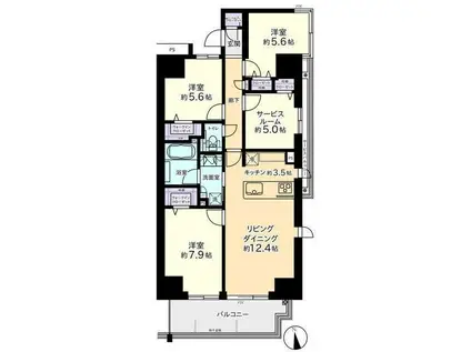 プレミア掛尾(3SLDK/3階)の間取り写真