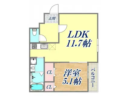 フジパレス兵庫須佐野1番館(1LDK/2階)の間取り写真