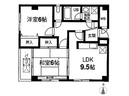 竜泉野口マンション(2LDK/5階)の間取り写真