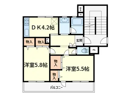 高槻野村マンション(2DK/1階)の間取り写真