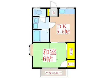 桜荘(1DK/2階)の間取り写真