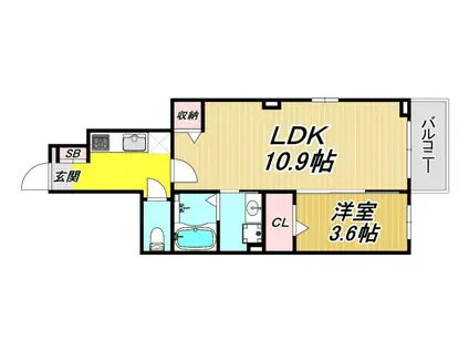 ディアコート口酒井 弐番館(1LDK/1階)の間取り写真