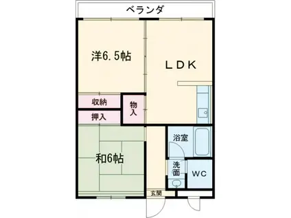 第一磯屋敷マンション(2LDK/2階)の間取り写真