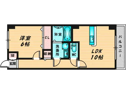 セイバリーレイン(1LDK/2階)の間取り写真