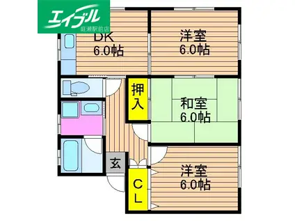 メイプル原古才(3DK/1階)の間取り写真