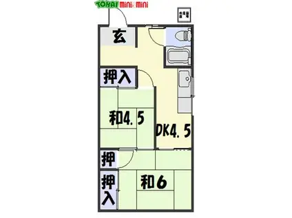 森本学園前貸店舗(2DK/2階)の間取り写真