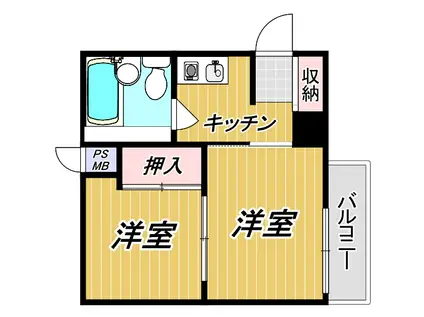 チサンマンション桜通久屋(2K/4階)の間取り写真