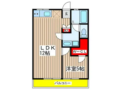 シティハイム上の台B(1LDK/2階)の間取り写真