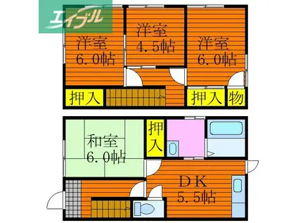 田口コーポII(4DK/1階)の間取り写真