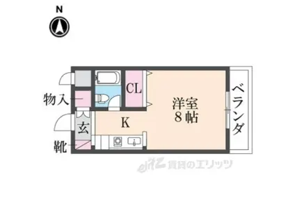 ビクトワール八木(ワンルーム/2階)の間取り写真