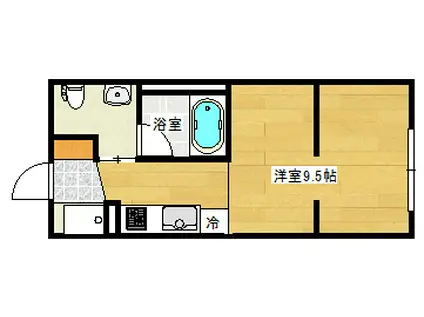 ニホコーポラスIII(ワンルーム/1階)の間取り写真