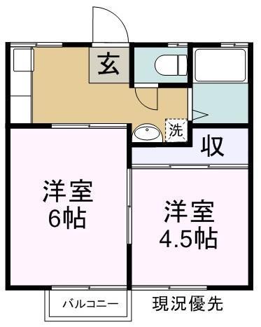 ブルースカイハイツ地吹(2K/1階)の間取り写真