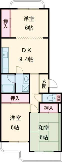 ナカスギマンション(3DK/2階)の間取り写真