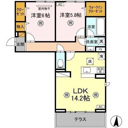 ウィンクルム(2LDK/1階)の間取り写真