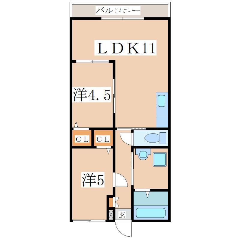ブルーハウス16(2LDK/4階)の間取り写真