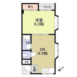 サニーヴィレッジ(1DK/1階)の間取り写真