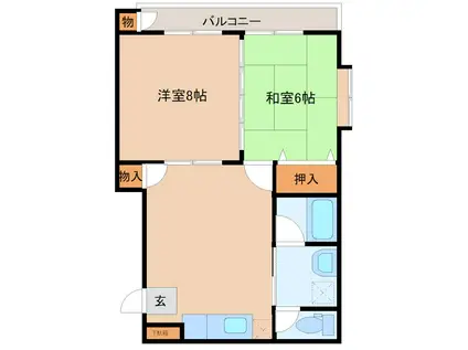 メゾン柿ノ木(2DK/2階)の間取り写真