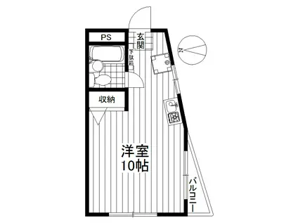 エクセラン成城(ワンルーム/3階)の間取り写真