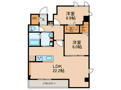 FMTレジデンス博多(2LDK/9階)の間取り写真