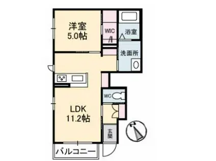 グリシーヌ 凛(1LDK/1階)の間取り写真