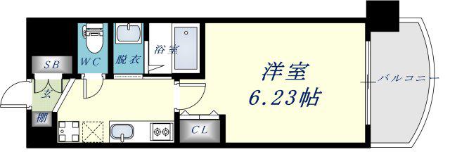 LUXE布施南Ⅱ(1K/2階)の間取り写真