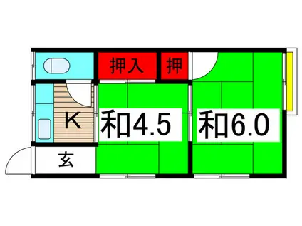 福島荘(2K/2階)の間取り写真