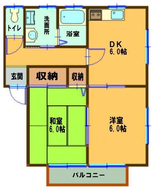 グリーンコーポ植木3号館(2DK/2階)の間取り写真
