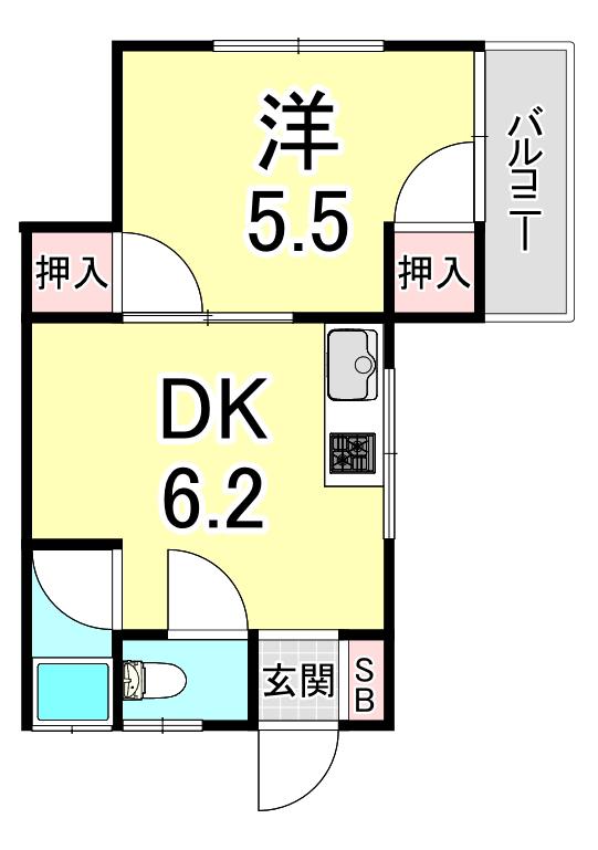 ときわ霞ヶ丘レクラン(1DK/3階)の間取り写真