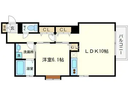 アリスマナーガーデン新町(1LDK/5階)の間取り写真