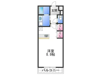 Mディアマンテ(ワンルーム/1階)の間取り写真