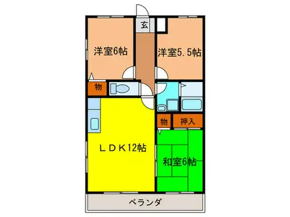 ラークコート山本(3LDK/3階)の間取り写真