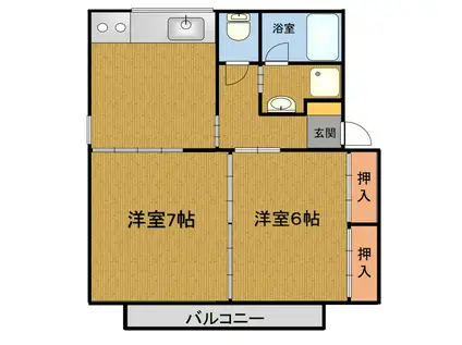 コーポ幸(2DK/3階)の間取り写真