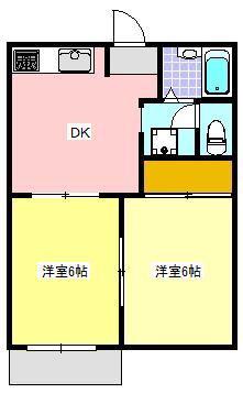 ビラアークルA(2DK/2階)の間取り写真