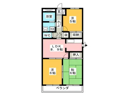 ピアアルティア(3DK/2階)の間取り写真