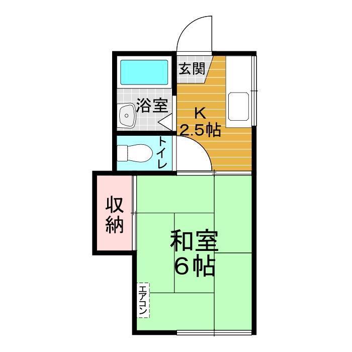 第2いしみつハイツ(1K/1階)の間取り写真