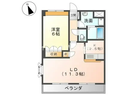 ソレイユ鉄屋(1LDK/1階)の間取り写真