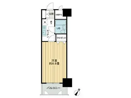 ライオンズマンション開運橋(1K/13階)の間取り写真