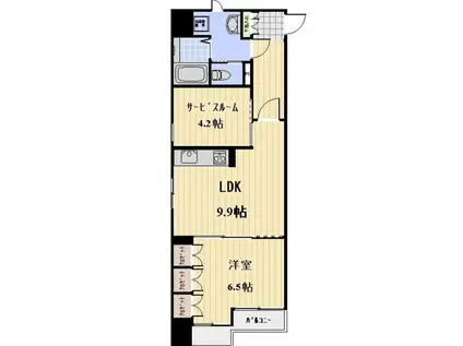 グランカーサ浅草(1SLDK/6階)の間取り写真