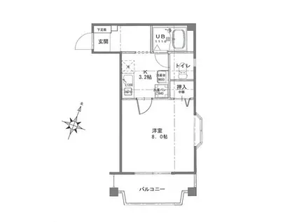 クオリア光の森(1K/4階)の間取り写真