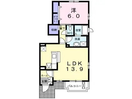 プリマヴェーラA(1LDK/1階)の間取り写真