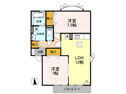 アザレアパークA棟(2LDK/1階)の間取り写真