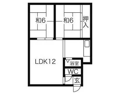 旭ハイツ(2LDK/2階)の間取り写真