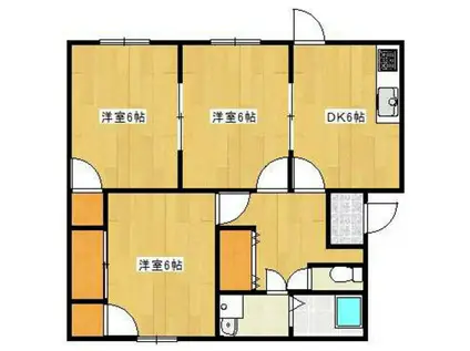 笹ヶ瀬バークレイB(3DK/1階)の間取り写真