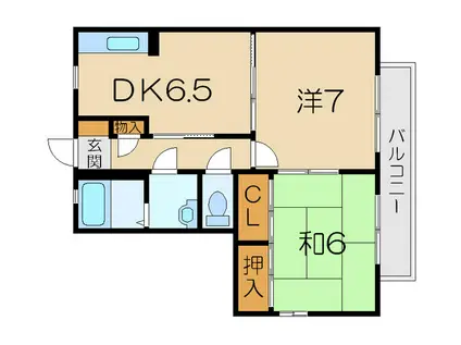 ラパトリア列花須(2DK/2階)の間取り写真