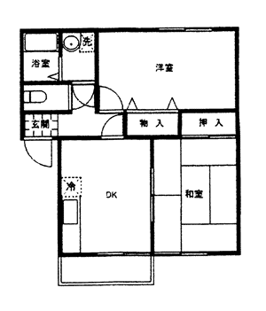 グリーンパーク若葉A棟(2DK/1階)の間取り写真
