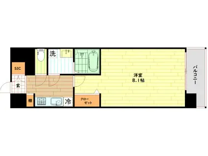 レジュールアッシュ桜宮エクシード(1K/9階)の間取り写真