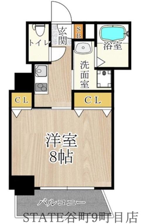 CITY SPIRE美章園(1K/8階)の間取り写真