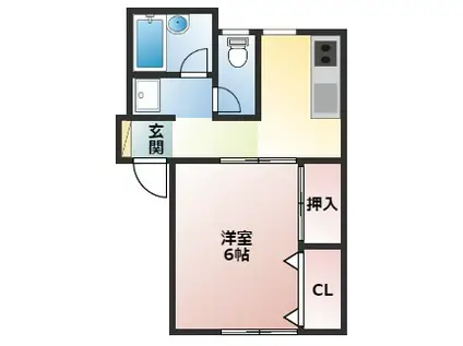 メゾンフルール(1K/2階)の間取り写真