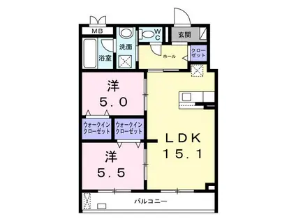 メイガーデン(2LDK/2階)の間取り写真