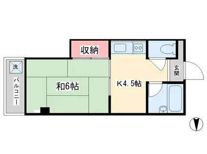中延マンション(1K/3階)の間取り写真